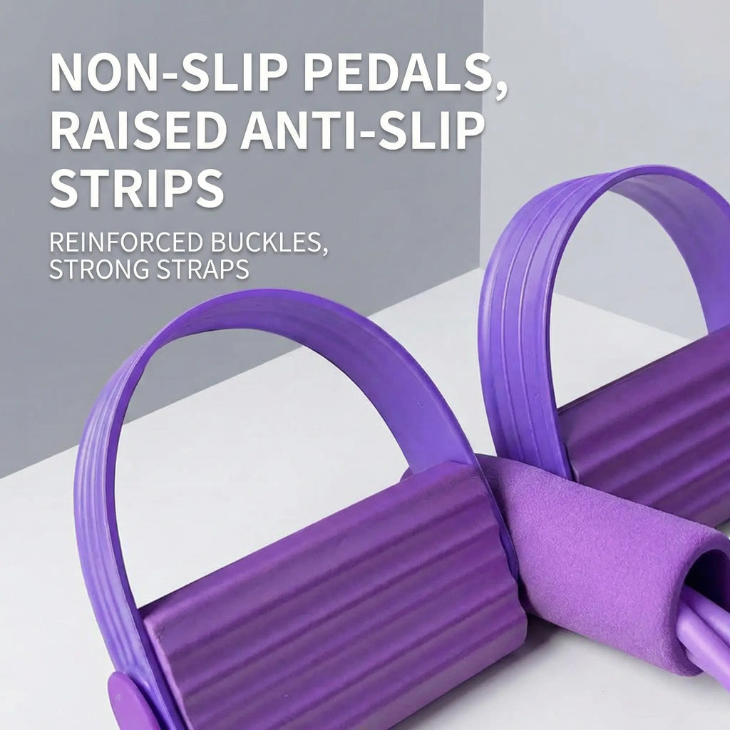 6-Tube Fitness Resistance Band System with Foot Pedals – Portable, Elastic, and User-Friendly