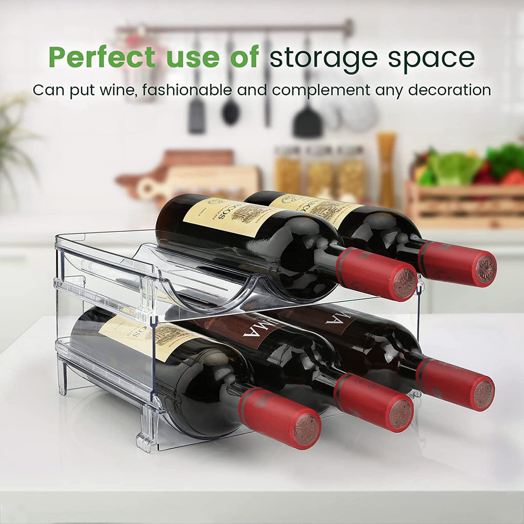 Water Bottle Storage Organizer Set - 2 Pack Stackable Rack for Cabinet Use