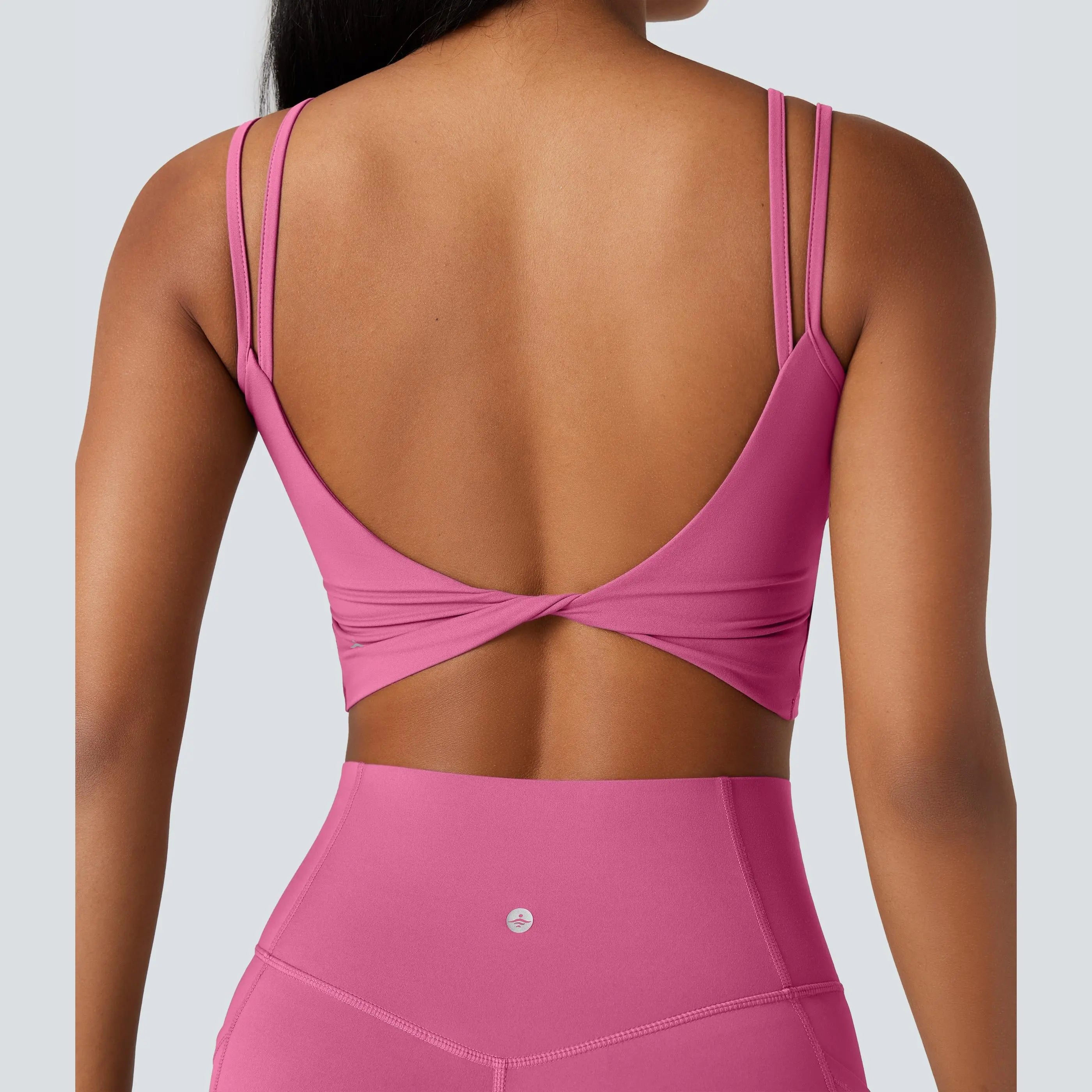 Halara Ultrasculpt™ Double-Strap Twisted Backless Cropped Yoga Tank Top