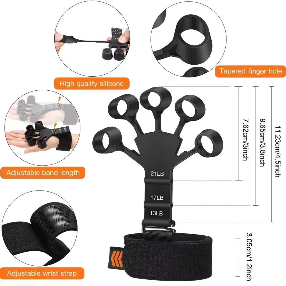 Hand Grip Strengthener - 6-Level Resistance Finger Trainer for Musicians and Athletes