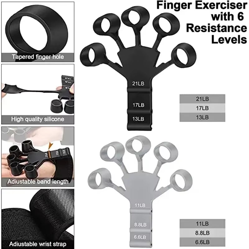 Hand Grip Strengthener - 6-Level Resistance Finger Trainer for Musicians and Athletes