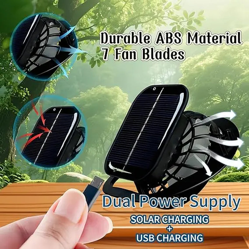 Wide Brim Solar-Powered Fan Hat for Outdoor Activities - Includes Dual Fans with Solar and USB Charging Options