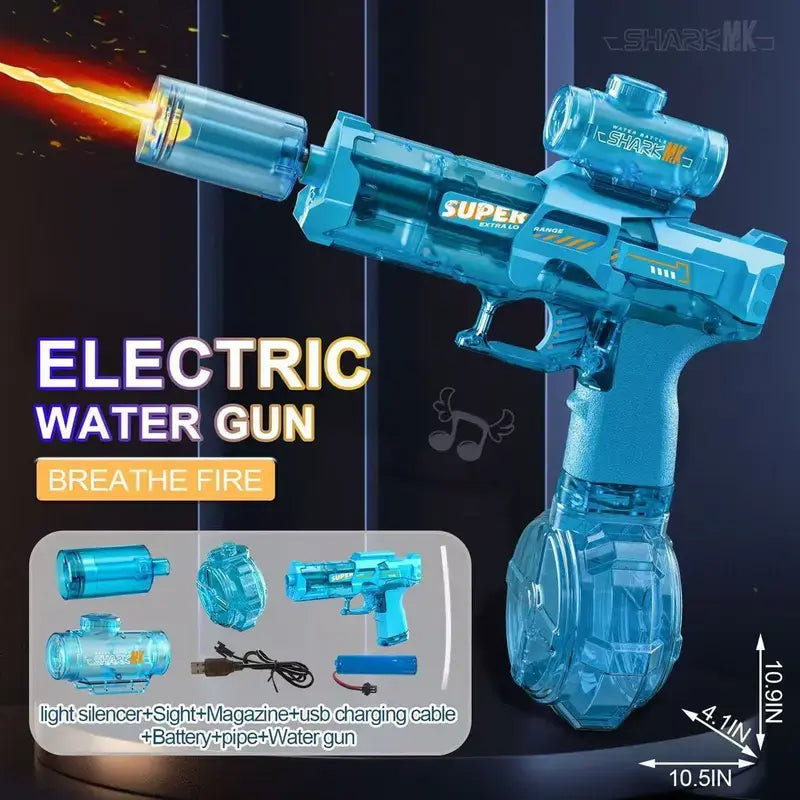 Electric Water Guns for Adults and Children - High-Power Automatic Water Blasters for Summer Fun, Pool and Beach Toys with Realistic Muzzle Flames