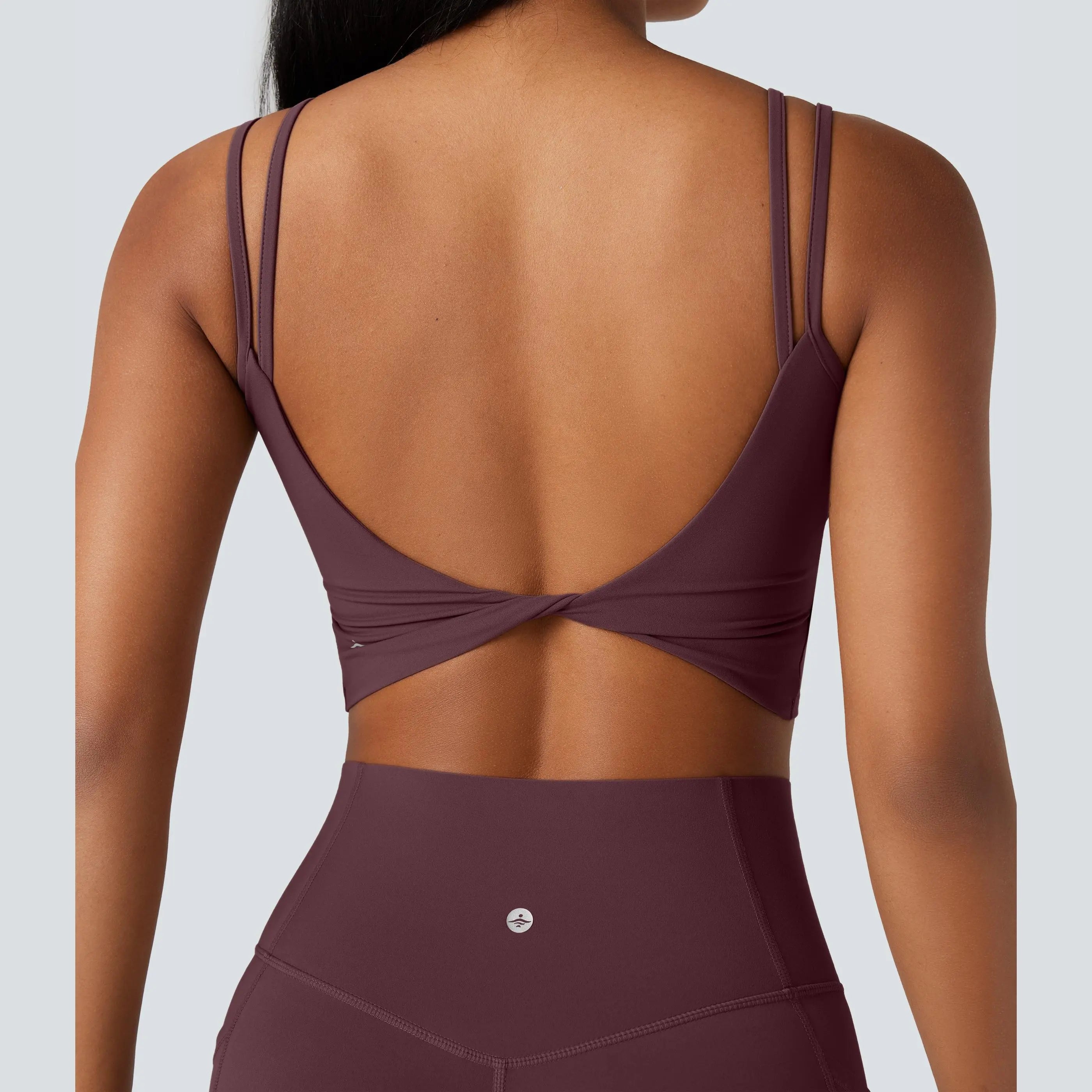 Halara Ultrasculpt™ Double-Strap Twisted Backless Cropped Yoga Tank Top
