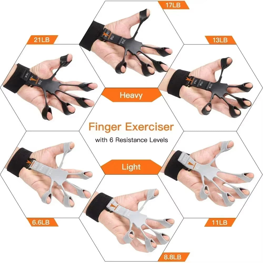 Hand Grip Strengthener - 6-Level Resistance Finger Trainer for Musicians and Athletes