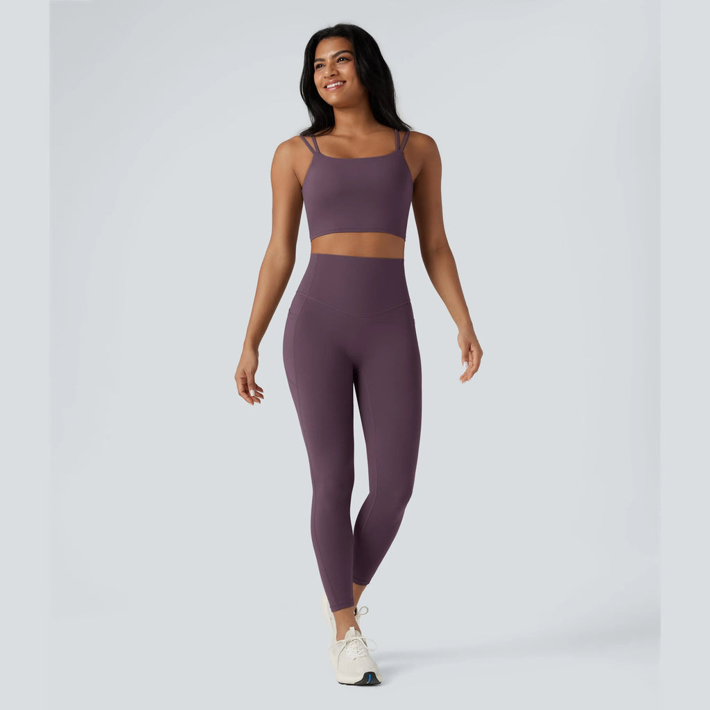 Halara Ultrasculpt™ Double-Strap Twisted Backless Cropped Yoga Tank Top