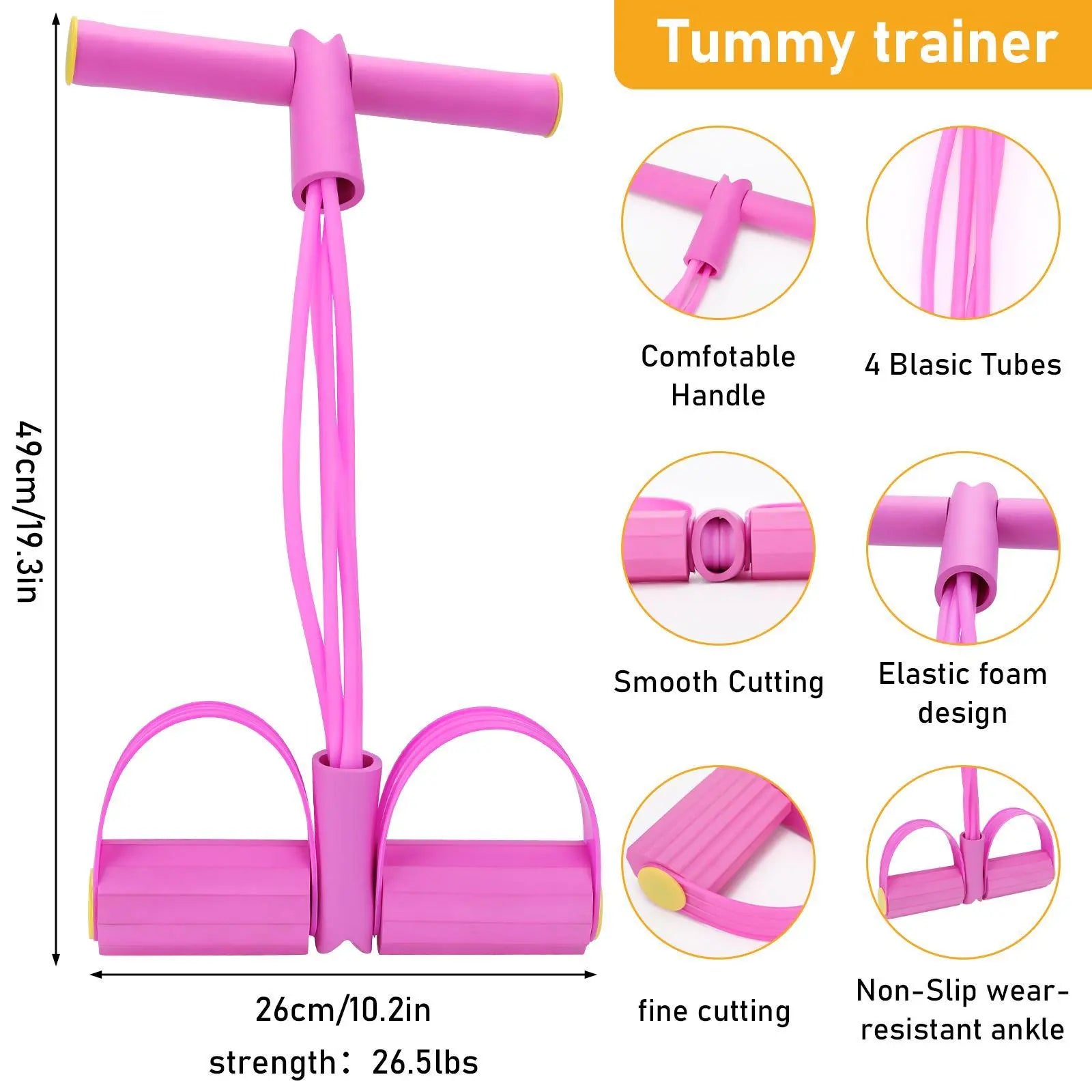 Portable Pedal Resistance Band System – Full Body Toning for Abs, Legs & Arms, Easy Home Gym & Pilates Workout Tool