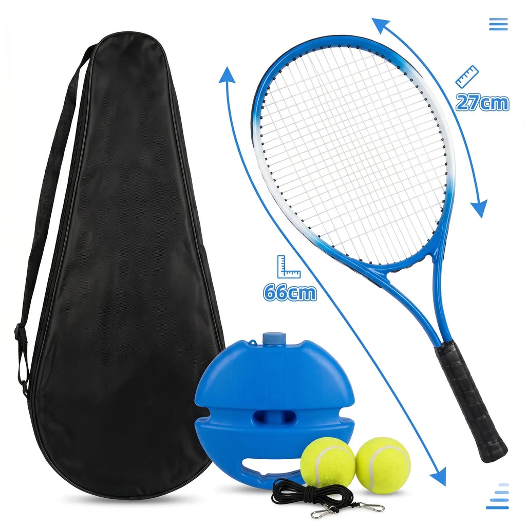 Professional Solo Tennis Trainer Rebound Set with Racket and Two Balls - Portable Self-Practice Equipment