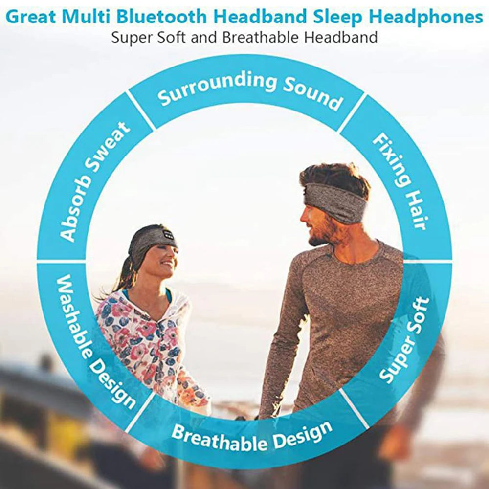 Bluetooth-Compatible Sports Headband Earphones with Music and Sleep Mask Functionality