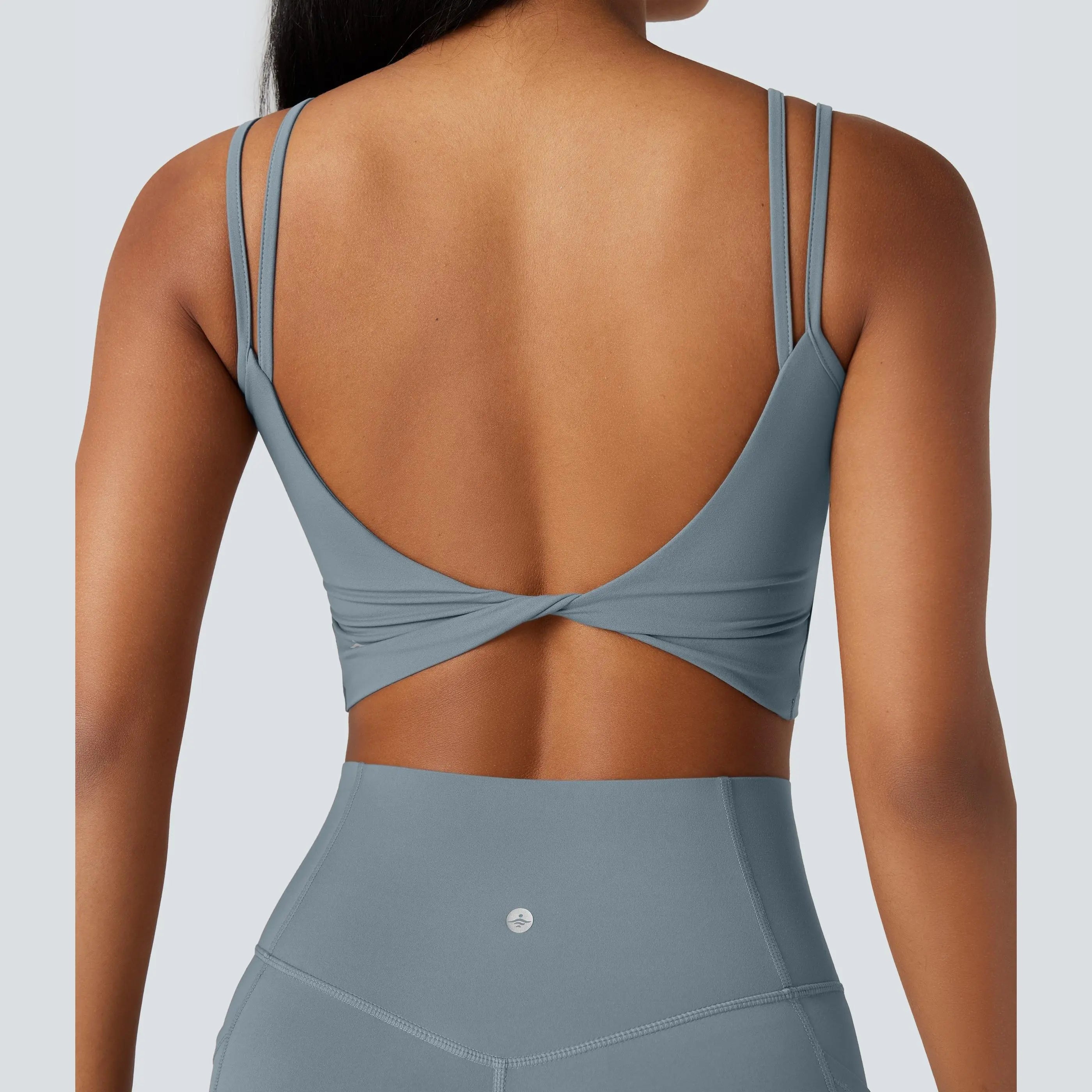 Halara Ultrasculpt™ Double-Strap Twisted Backless Cropped Yoga Tank Top