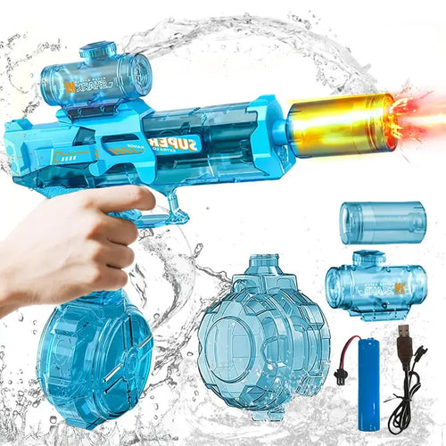 Electric Water Guns for Adults and Children - High-Power Automatic Water Blasters for Summer Fun, Pool and Beach Toys with Realistic Muzzle Flames
