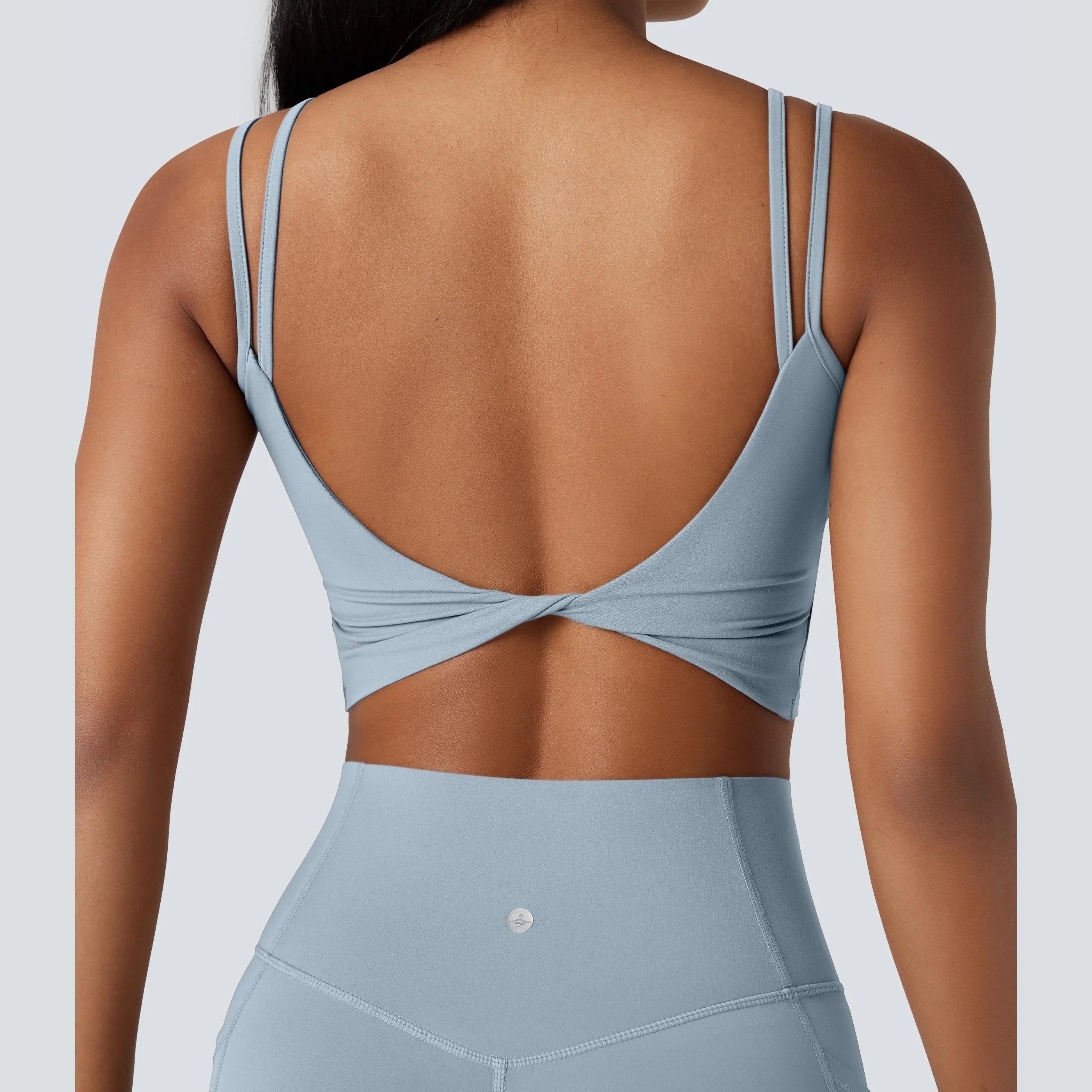 Halara Ultrasculpt™ Double-Strap Twisted Backless Cropped Yoga Tank Top