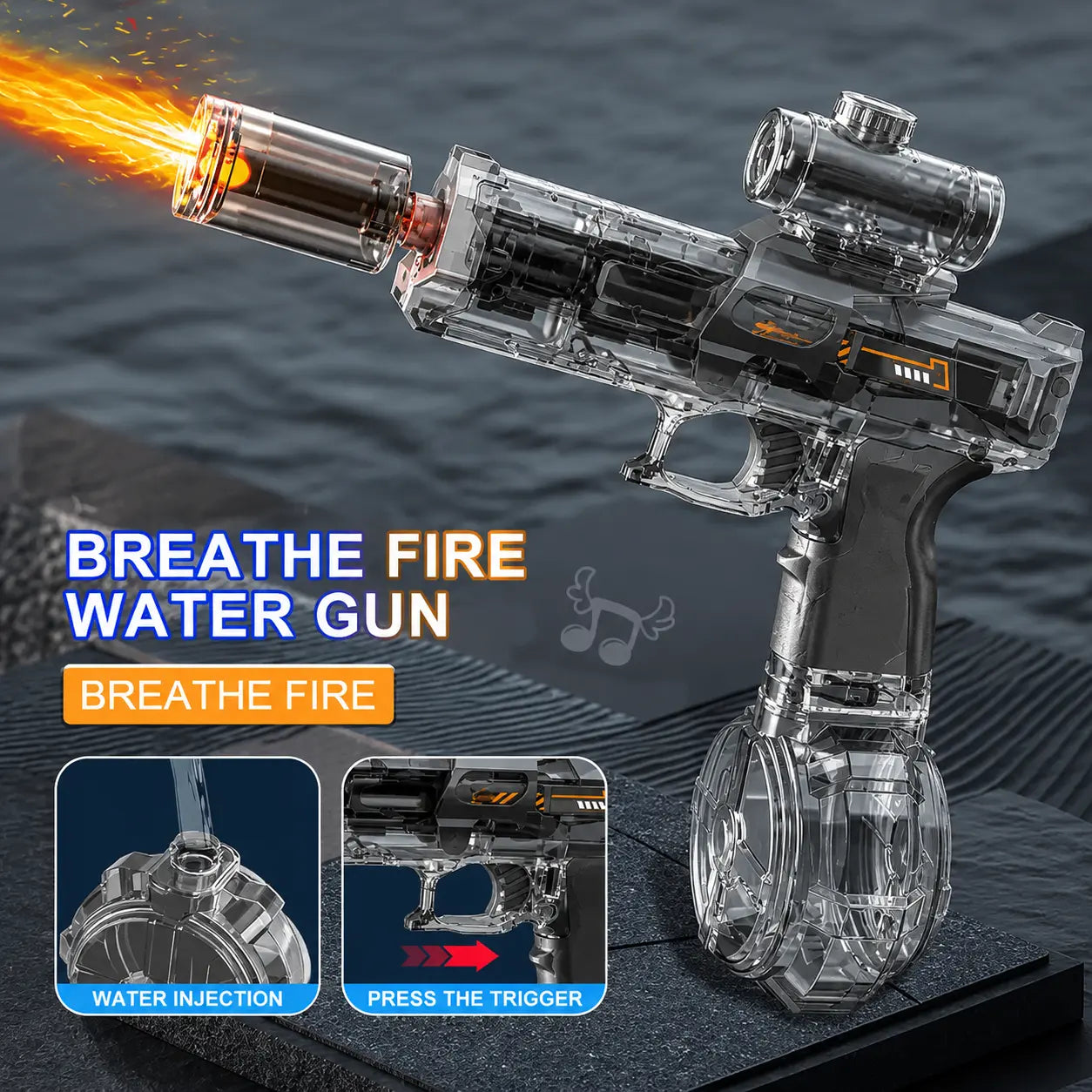 Electric Water Guns for Adults and Children - High-Power Automatic Water Blasters for Summer Fun, Pool and Beach Toys with Realistic Muzzle Flames