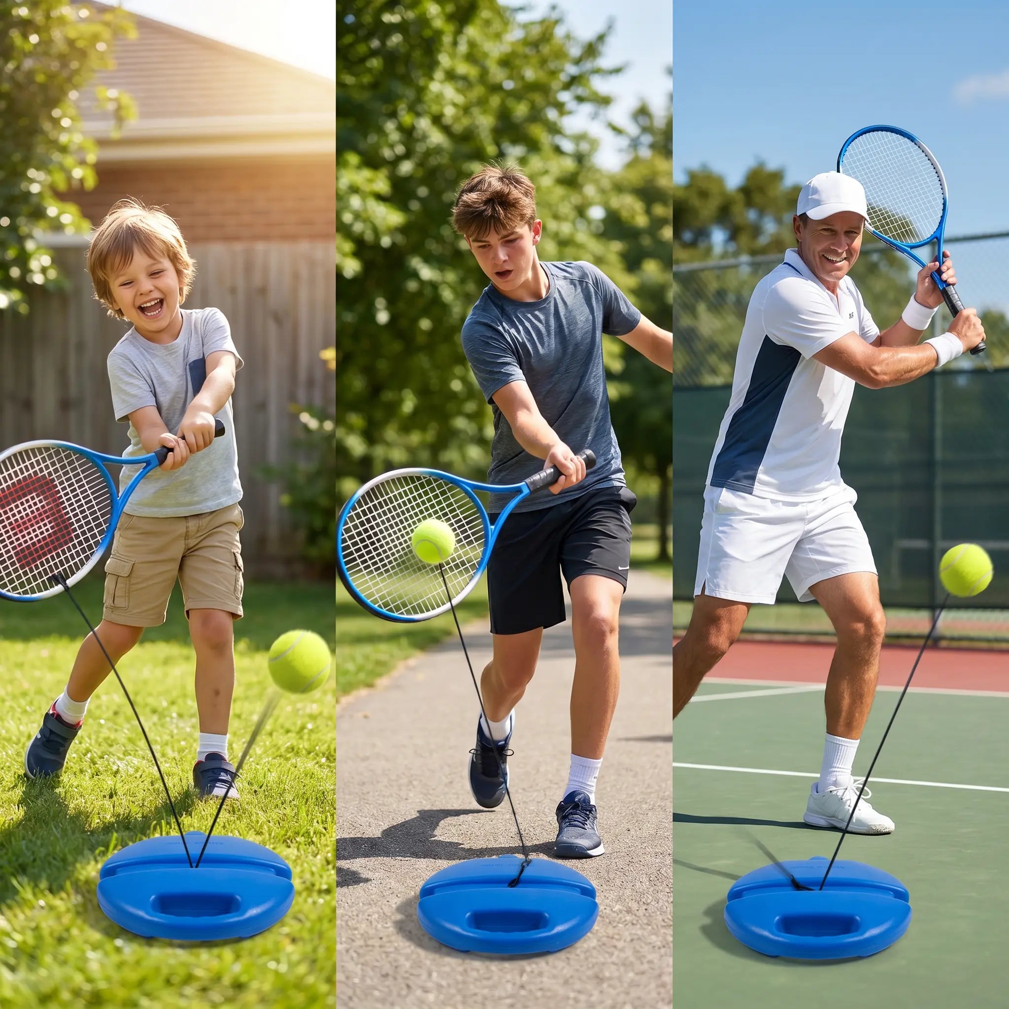 Professional Solo Tennis Trainer Rebound Set with Racket and Two Balls - Portable Self-Practice Equipment