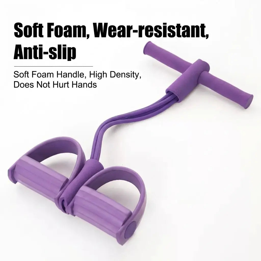 6-Tube Fitness Resistance Band System with Foot Pedals – Portable, Elastic, and User-Friendly