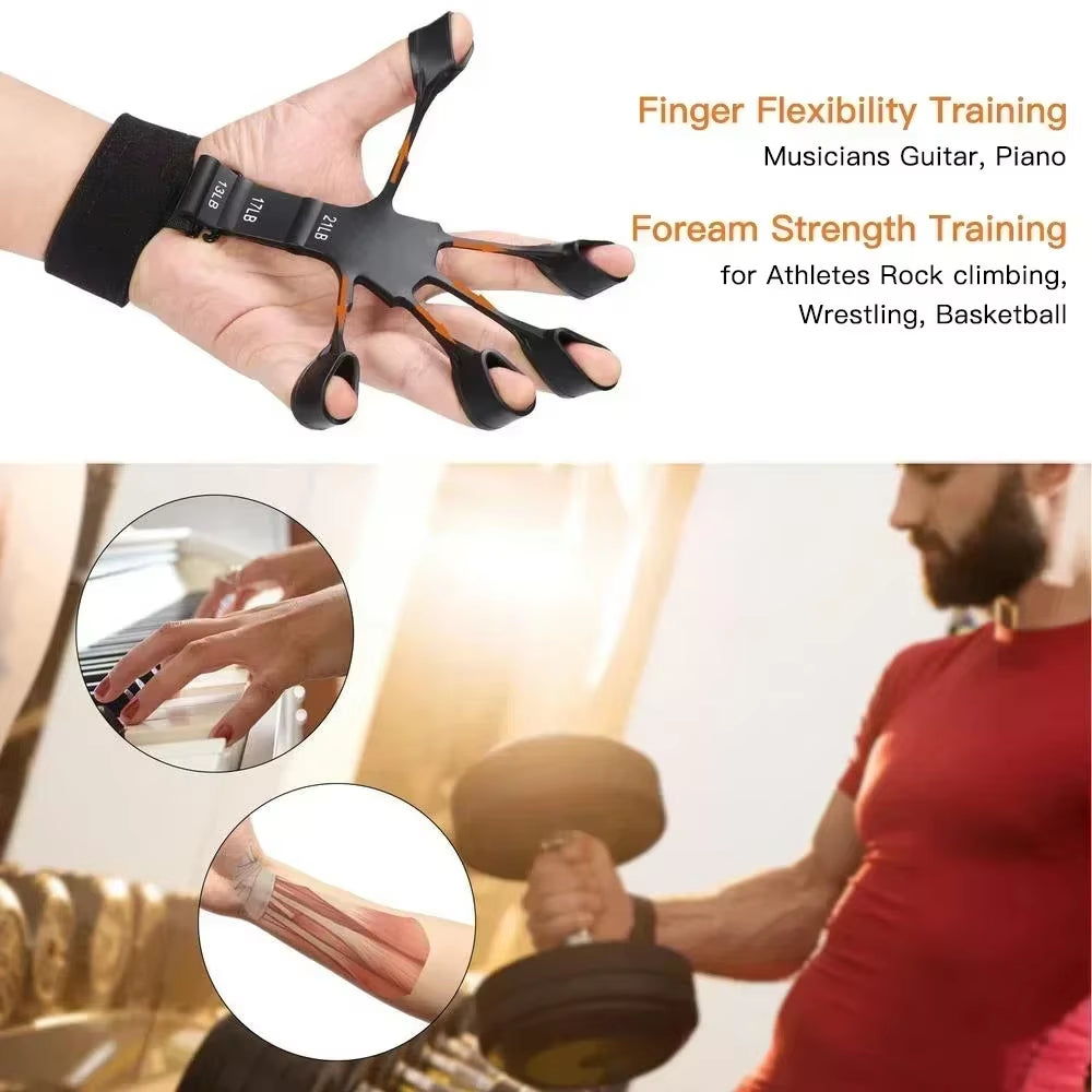 Hand Grip Strengthener - 6-Level Resistance Finger Trainer for Musicians and Athletes