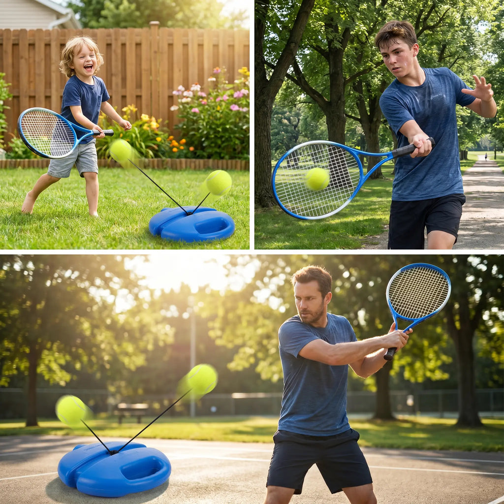Professional Solo Tennis Trainer Rebound Set with Racket and Two Balls - Portable Self-Practice Equipment