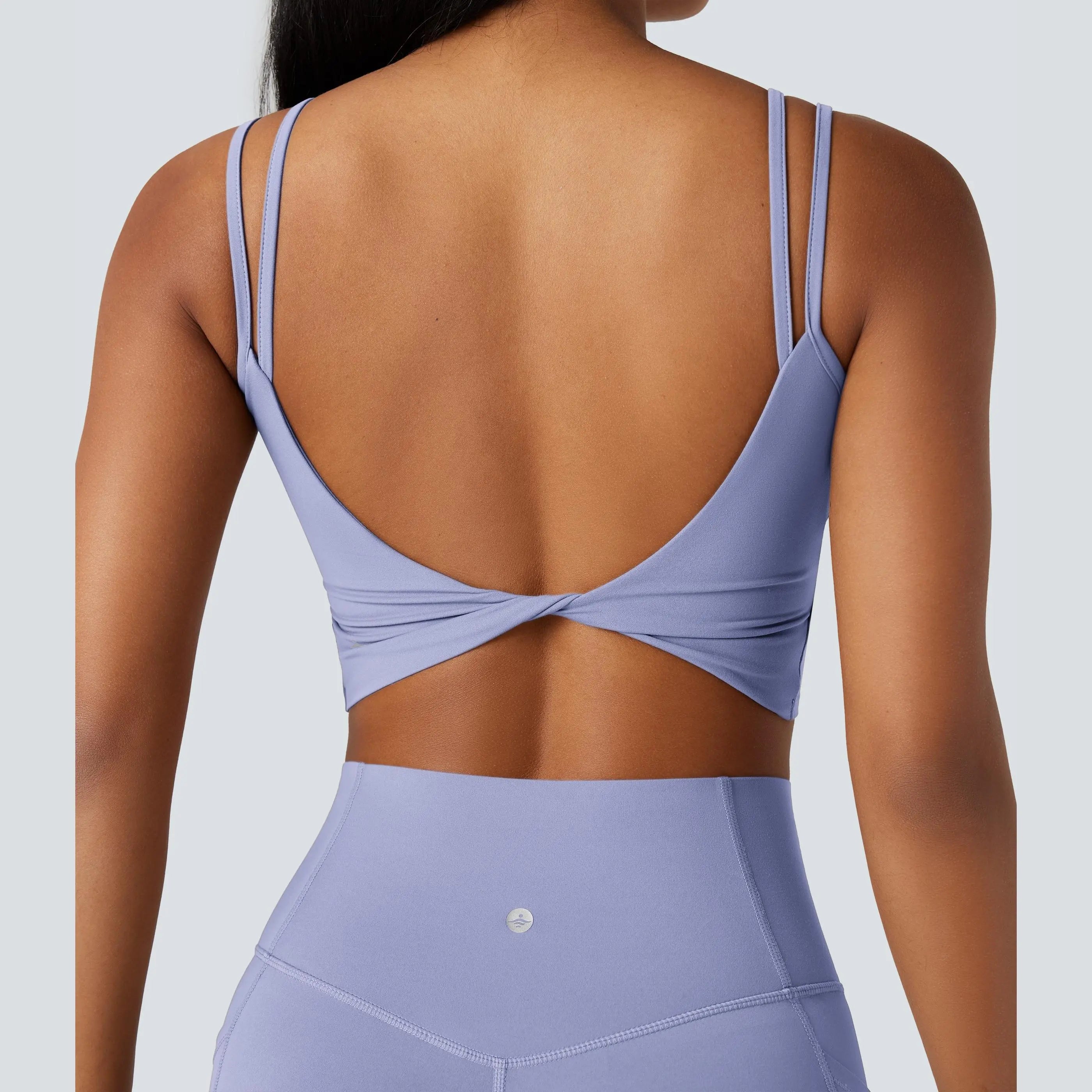 Halara Ultrasculpt™ Double-Strap Twisted Backless Cropped Yoga Tank Top