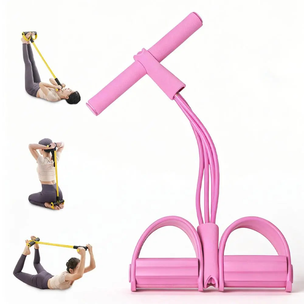 Portable Pedal Resistance Band System – Full Body Toning for Abs, Legs & Arms, Easy Home Gym & Pilates Workout Tool