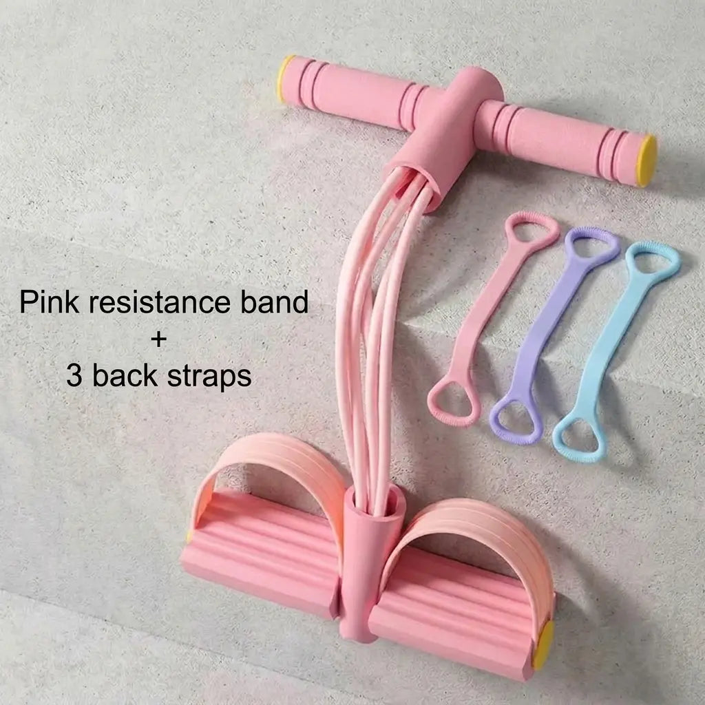 6-Tube Fitness Resistance Band System with Foot Pedals – Portable, Elastic, and User-Friendly
