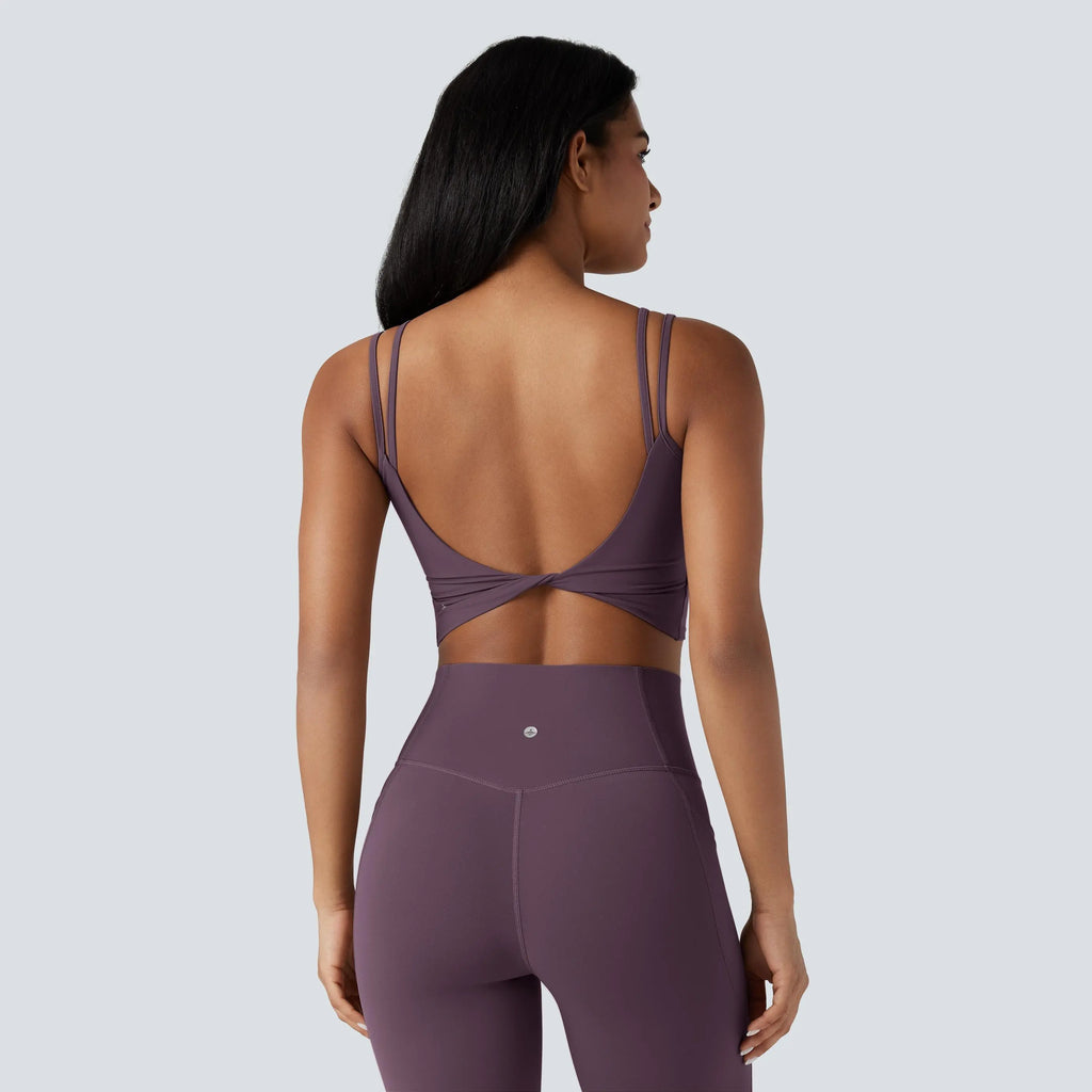 Halara Ultrasculpt™ Double-Strap Twisted Backless Cropped Yoga Tank Top