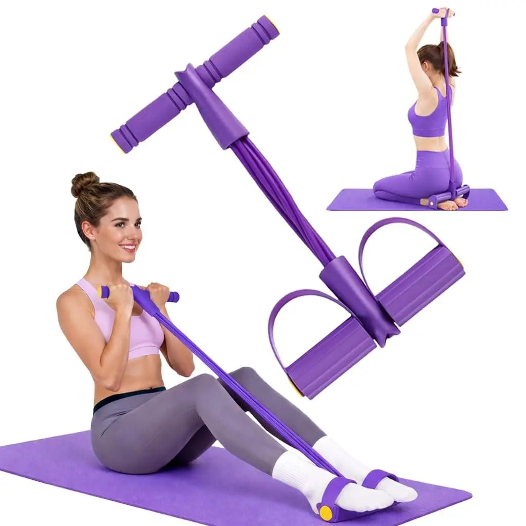 Portable Pedal Resistance Band System – Full Body Toning for Abs, Legs & Arms, Easy Home Gym & Pilates Workout Tool