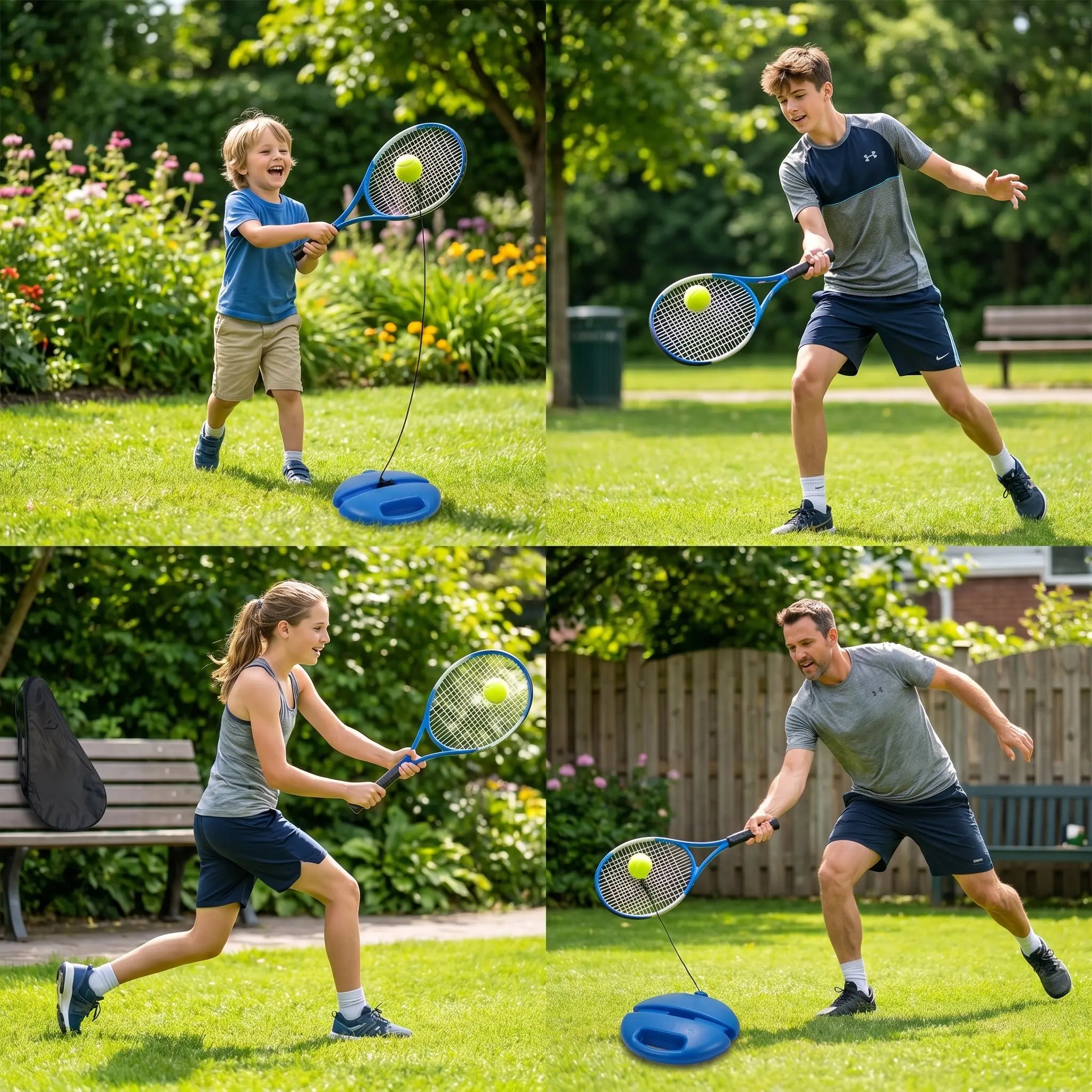 Professional Solo Tennis Trainer Rebound Set with Racket and Two Balls - Portable Self-Practice Equipment