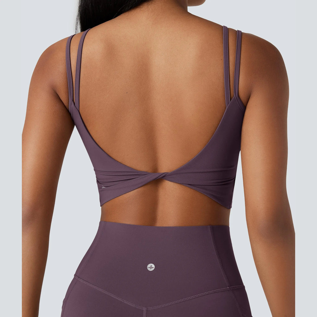 Halara Ultrasculpt™ Double-Strap Twisted Backless Cropped Yoga Tank Top