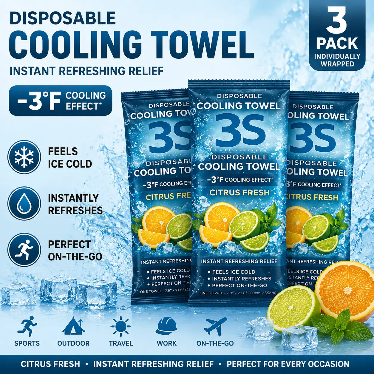 Portable Cooling Towel - Ready-to-Use Microfiber Towel for Yoga, Sports, Running, Workouts, Camping, and More (Available in Multiple Flavors)