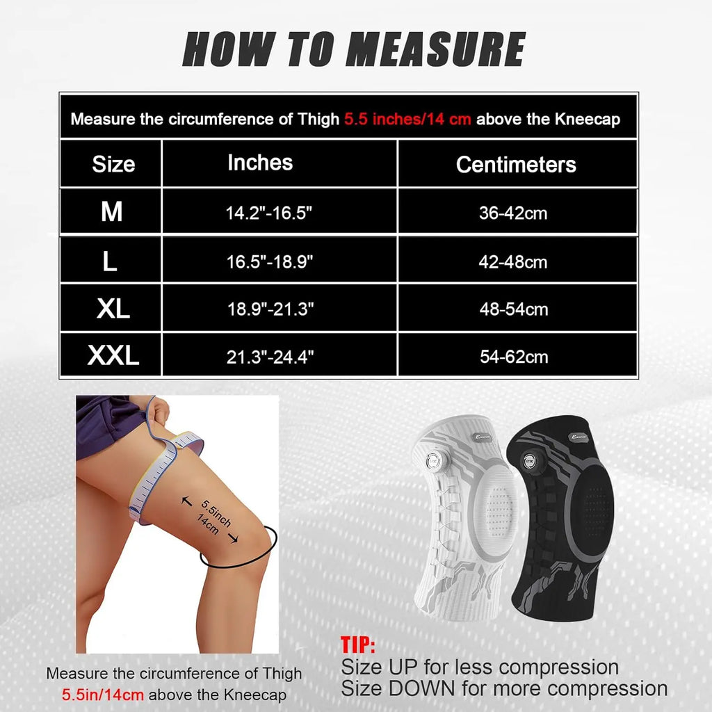 Kuangmi Compression Knee Brace with Patella Gel Pad and Side Stabilizers for Pain Relief, Workout Support, Arthritis, and Meniscus Tear Recovery