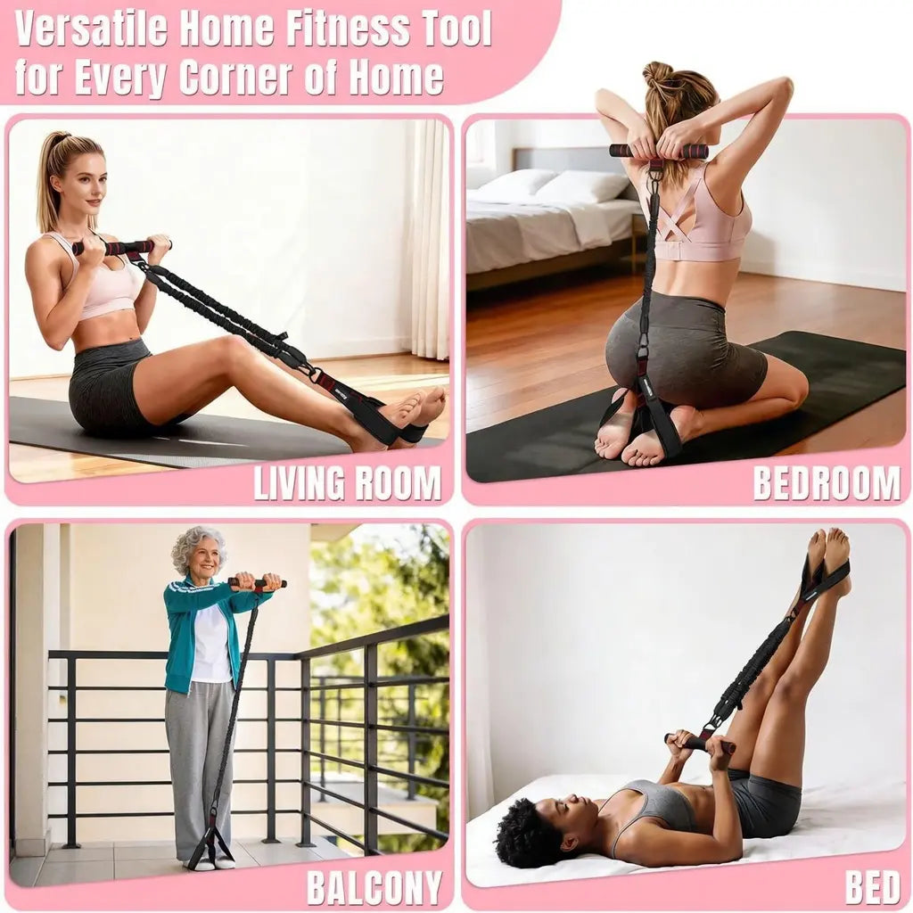 Professional Adjustable Resistance Band Set with Padded Handles, Foot Straps, and 90Lb Dual-Layer Safety Bands - Versatile Portable Fitness Solution for Bodybuilding and Multi-Exercise Training