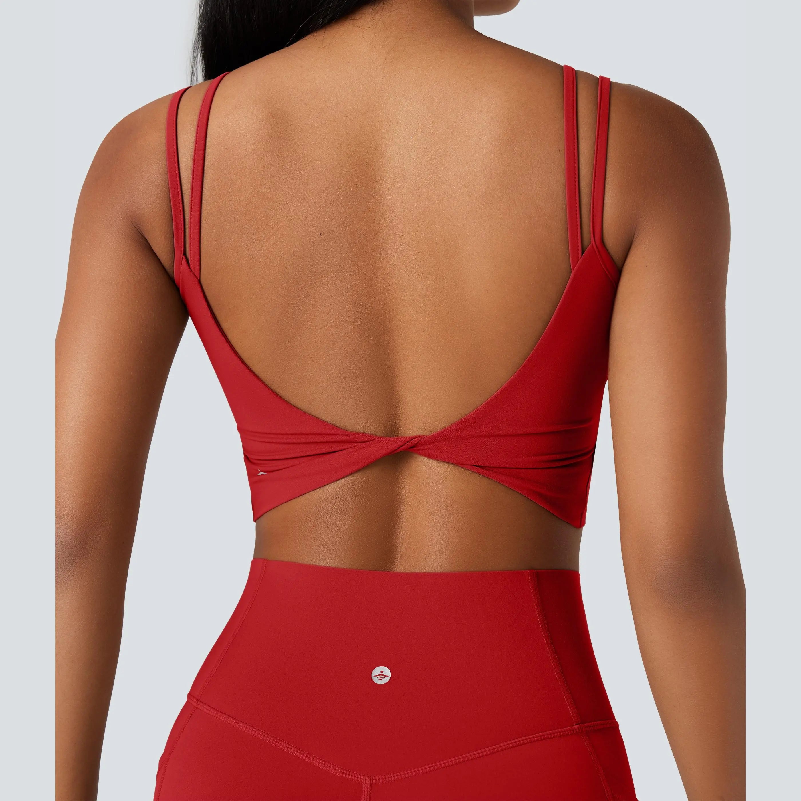 Halara Ultrasculpt™ Double-Strap Twisted Backless Cropped Yoga Tank Top