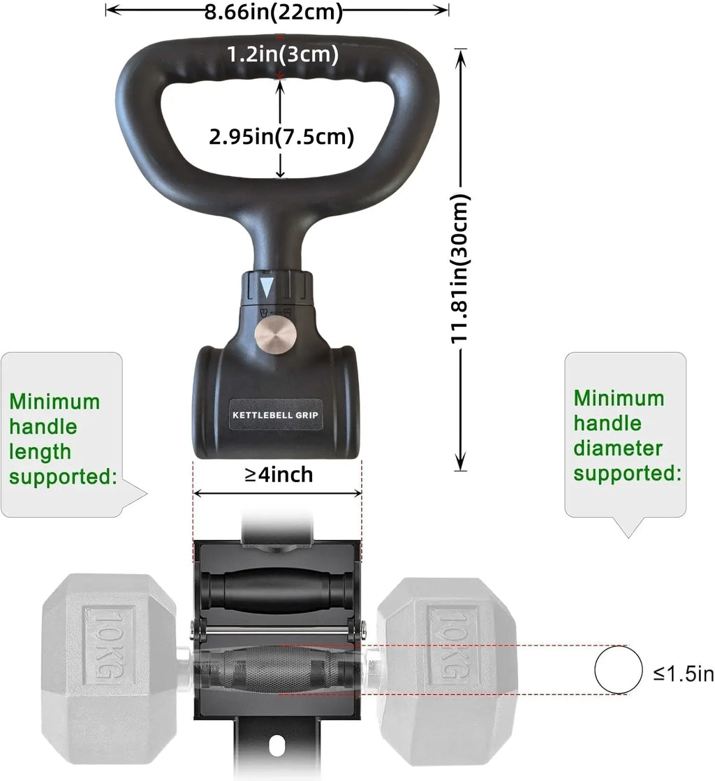Kettlebell Conversion Handle with Ergonomic Non-Slip Grip for Dumbbells, Quick Installation and Double Locking Safety for Home Gym Use