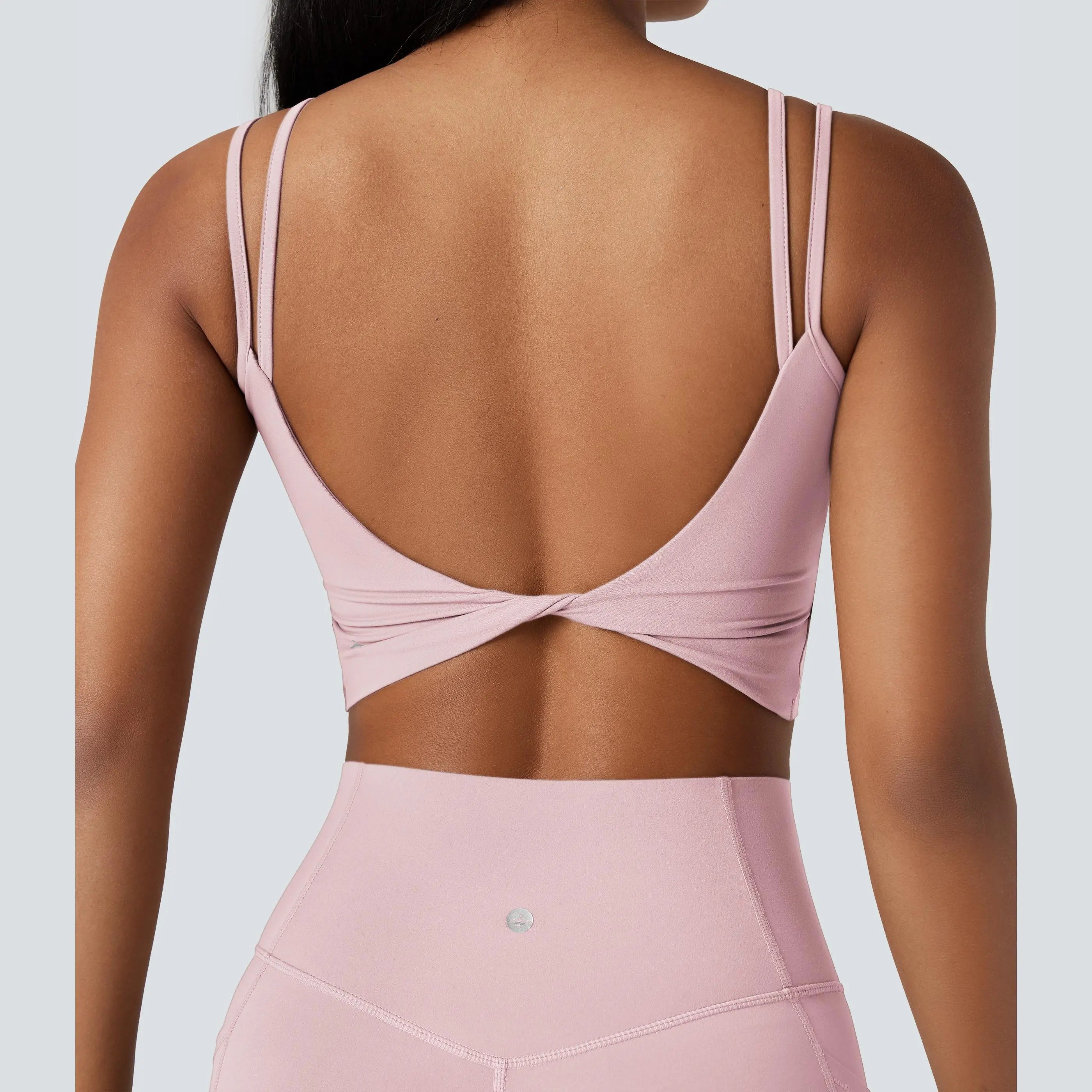 Halara Ultrasculpt™ Double-Strap Twisted Backless Cropped Yoga Tank Top