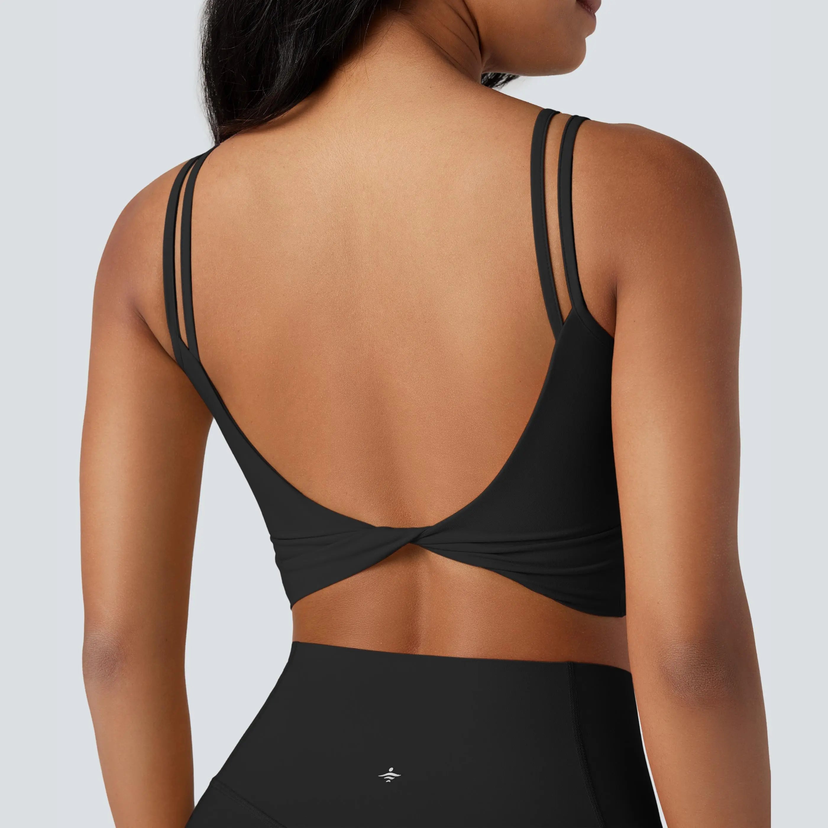Halara Ultrasculpt™ Double-Strap Twisted Backless Cropped Yoga Tank Top