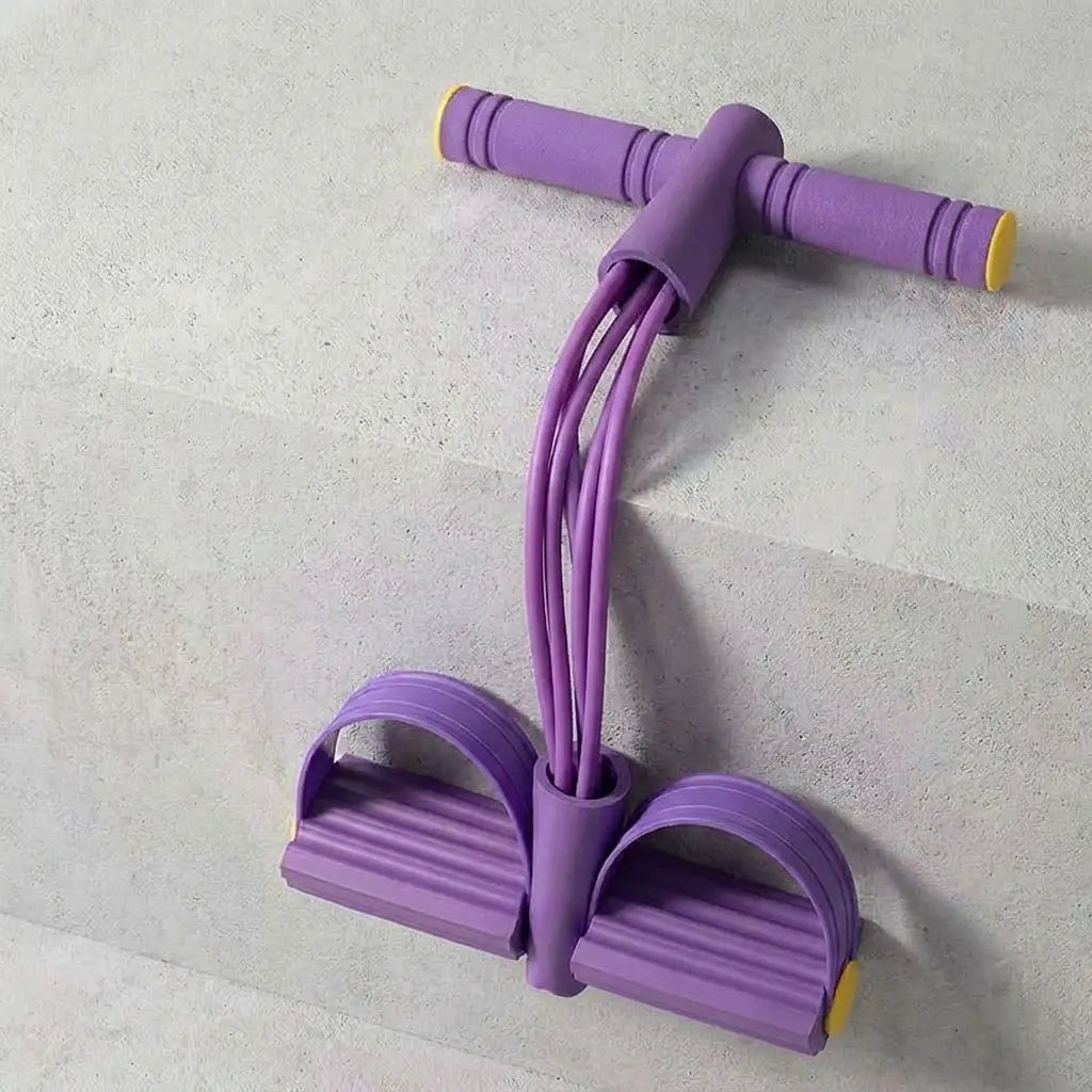 6-Tube Fitness Resistance Band System with Foot Pedals – Portable, Elastic, and User-Friendly