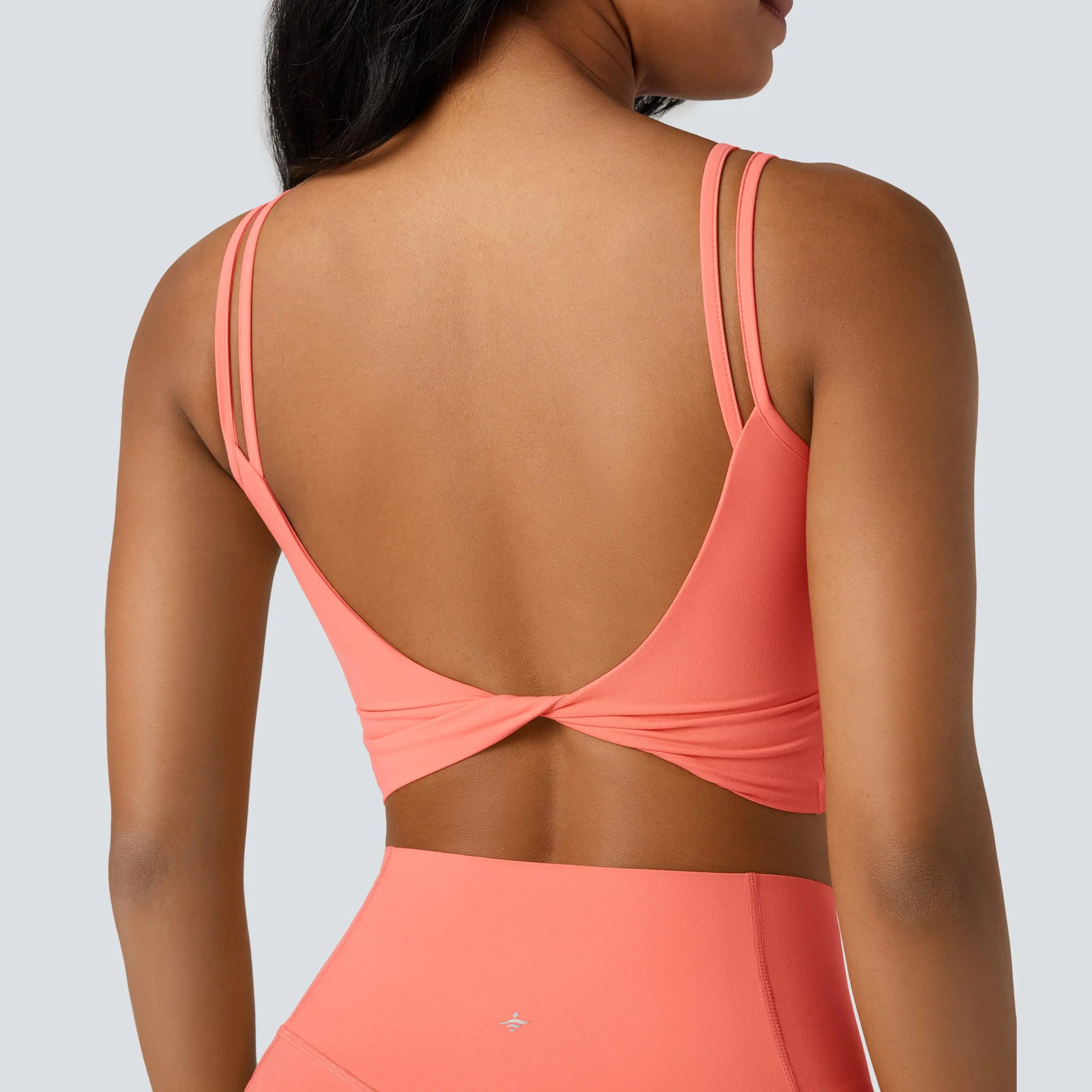 Halara Ultrasculpt™ Double-Strap Twisted Backless Cropped Yoga Tank Top