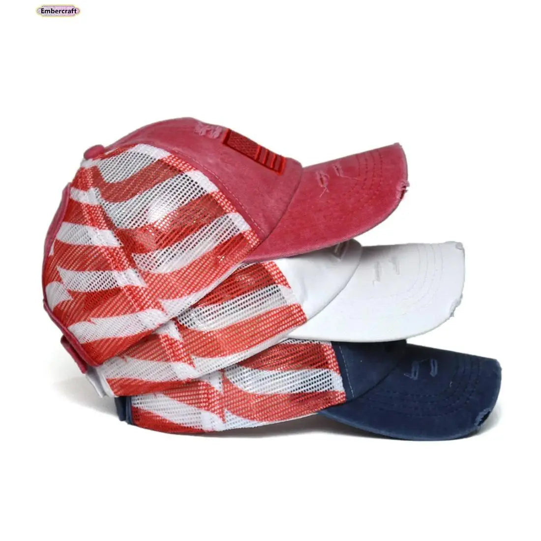 Women's Vintage American Flag Trucker Hat - Distressed Washed USA Patriotic Baseball Cap with Retro Mesh Back and Adjustable Snapback for Summer Outdoor Wear