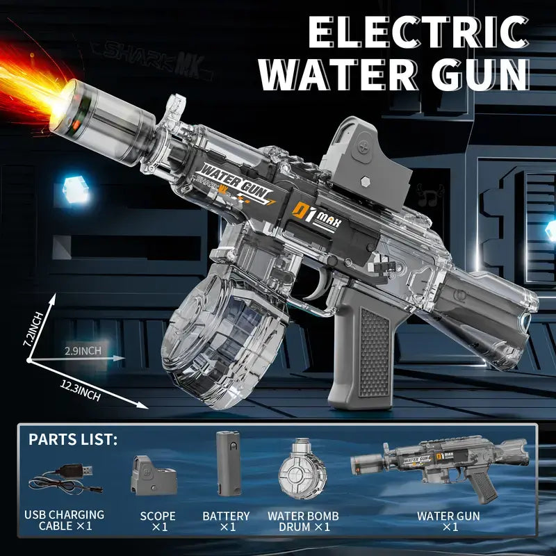 Electric Water Guns for Adults and Children - High-Power Automatic Water Blasters for Summer Fun, Pool and Beach Toys with Realistic Muzzle Flames