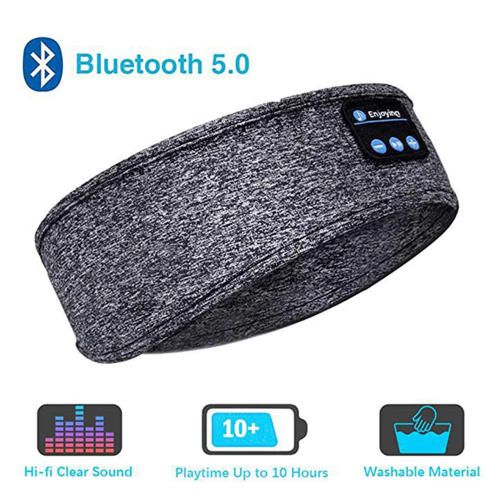 Bluetooth-Compatible Sports Headband Earphones with Music and Sleep Mask Functionality