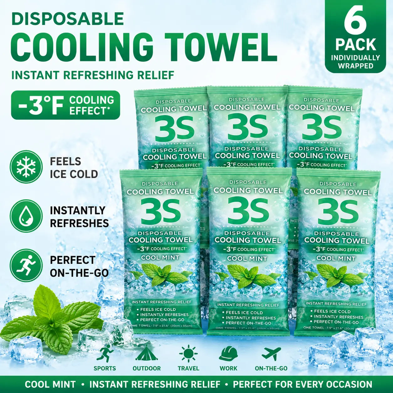 Portable Cooling Towel - Ready-to-Use Microfiber Towel for Yoga, Sports, Running, Workouts, Camping, and More (Available in Multiple Flavors)