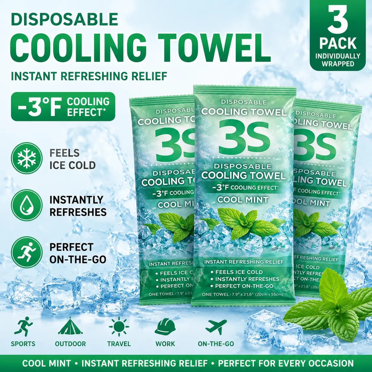 Portable Cooling Towel - Ready-to-Use Microfiber Towel for Yoga, Sports, Running, Workouts, Camping, and More (Available in Multiple Flavors)