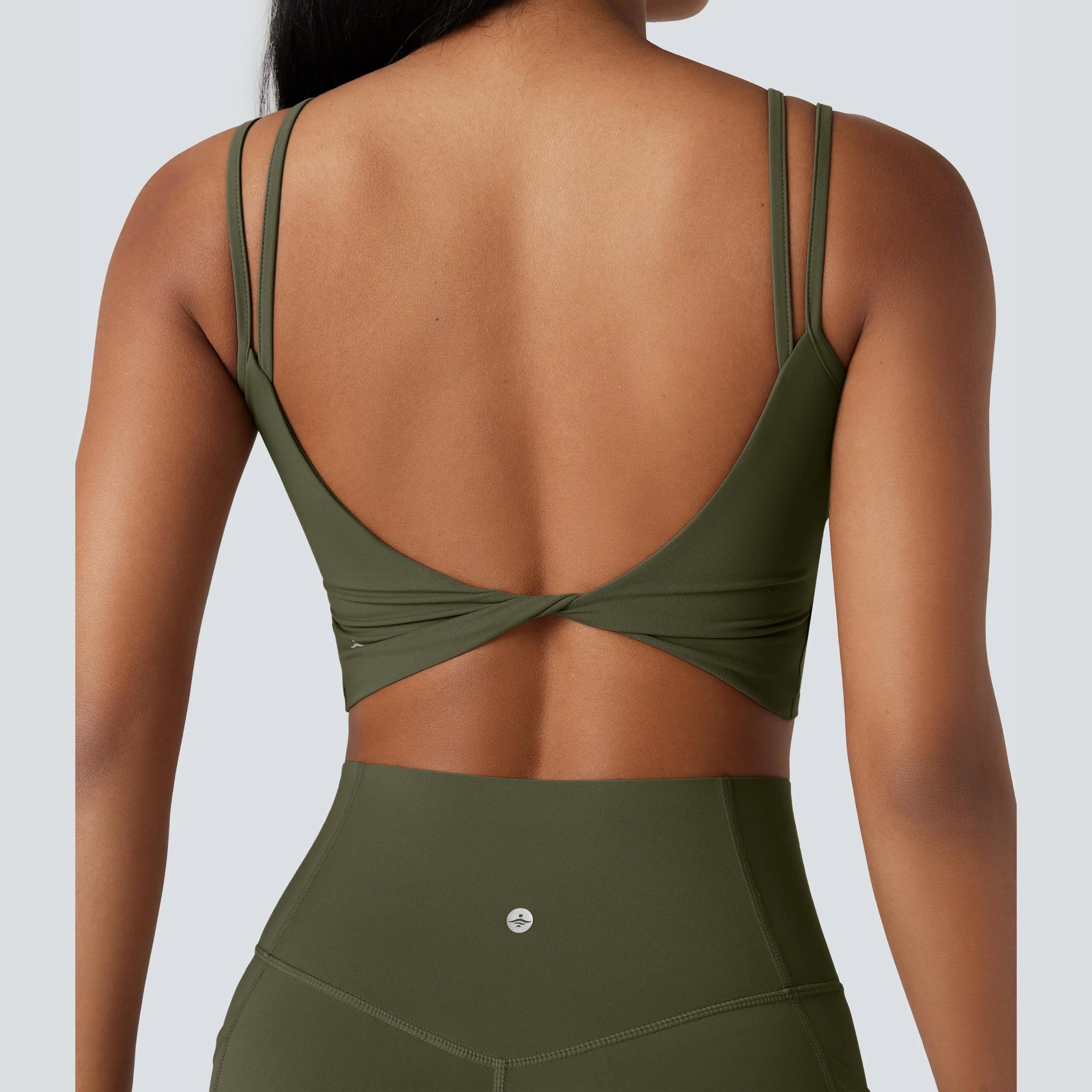 Halara Ultrasculpt™ Double-Strap Twisted Backless Cropped Yoga Tank Top
