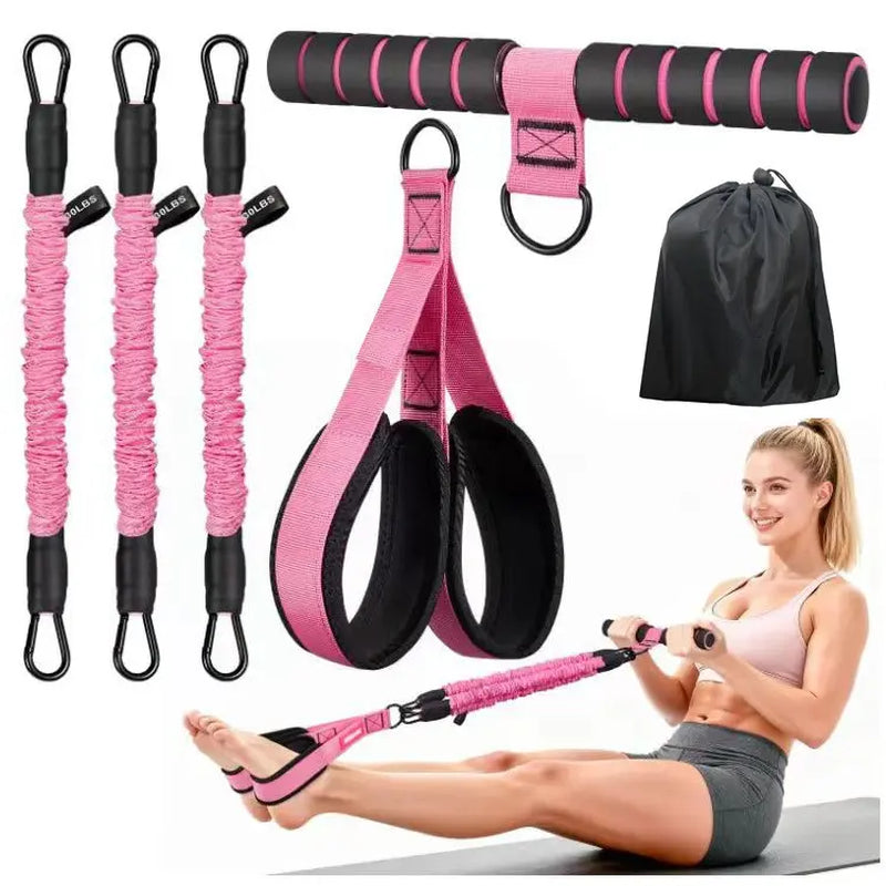 Professional Adjustable Resistance Band Set with Padded Handles, Foot Straps, and 90Lb Dual-Layer Safety Bands - Versatile Portable Fitness Solution for Bodybuilding and Multi-Exercise Training