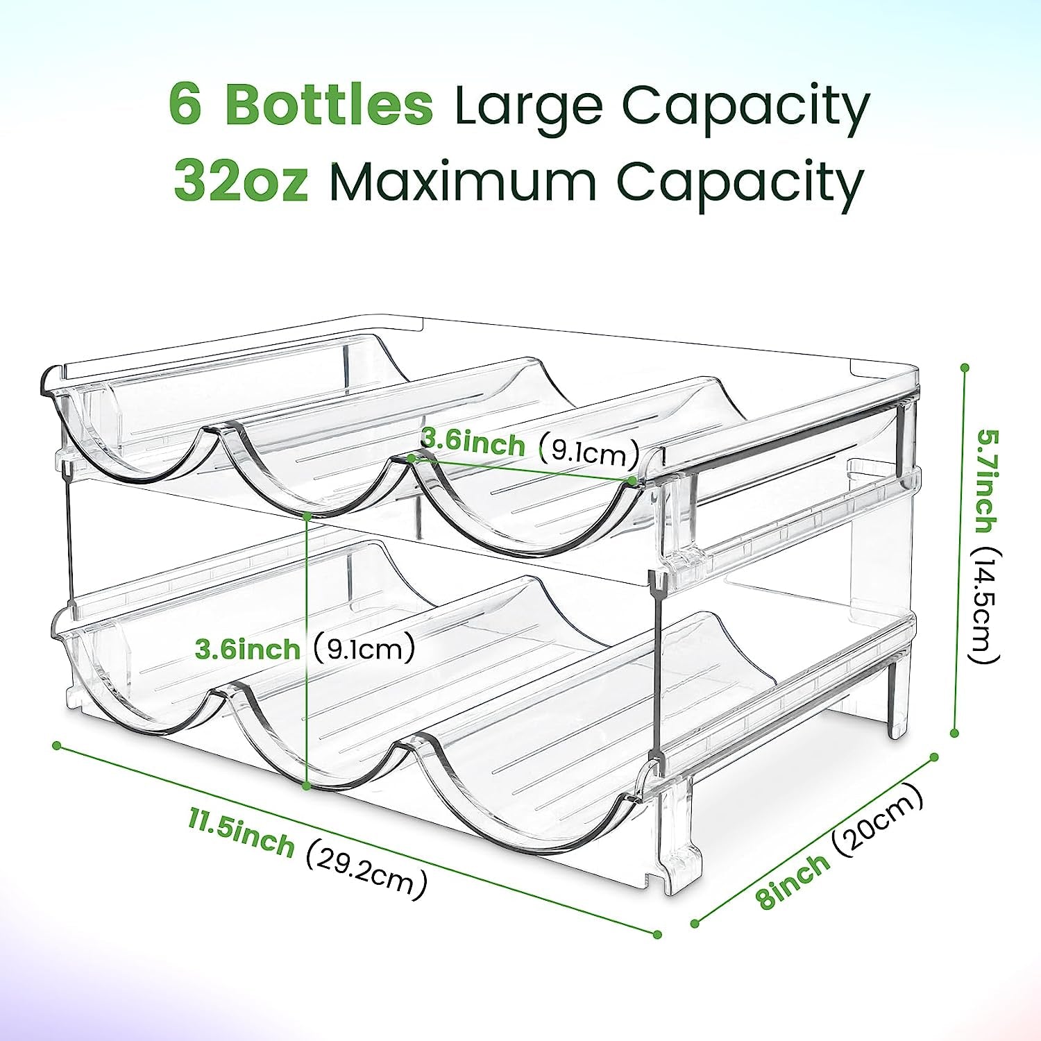Water Bottle Storage Organizer Set - 2 Pack Stackable Rack for Cabinet Use