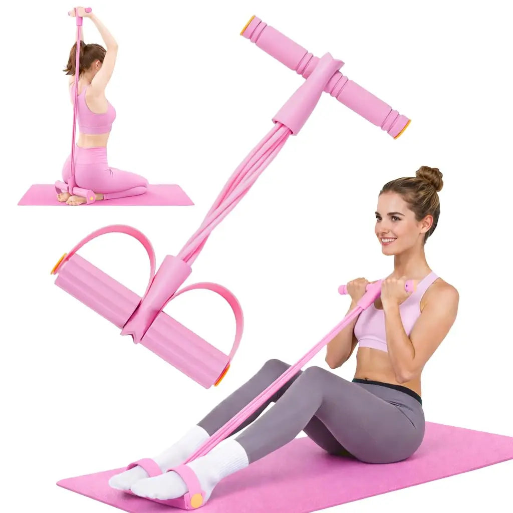 Portable Pedal Resistance Band System – Full Body Toning for Abs, Legs & Arms, Easy Home Gym & Pilates Workout Tool