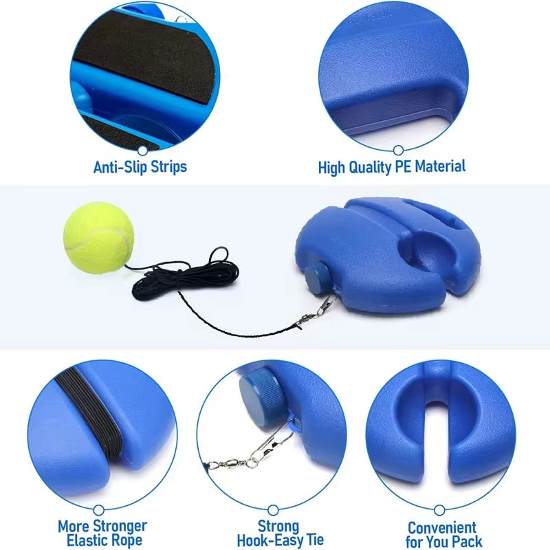 Professional Tennis Training Aid with Heavy-Duty Base and Elastic Rope for Self-Directed Rebound Practice