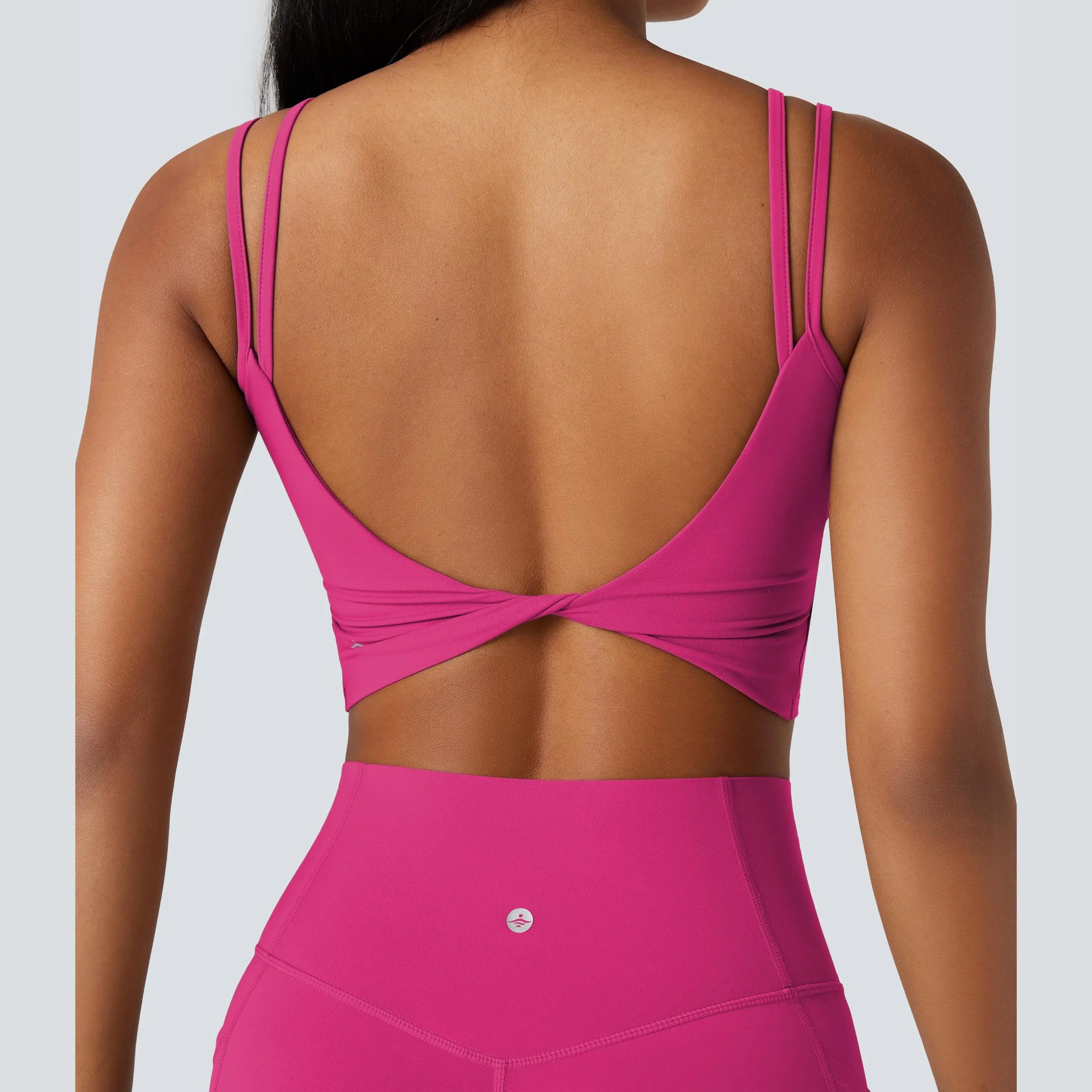 Halara Ultrasculpt™ Double-Strap Twisted Backless Cropped Yoga Tank Top