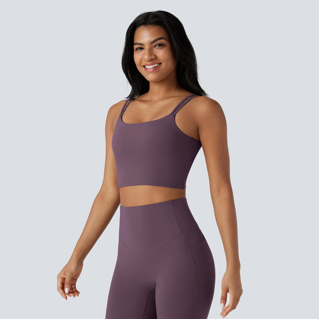 Halara Ultrasculpt™ Double-Strap Twisted Backless Cropped Yoga Tank Top