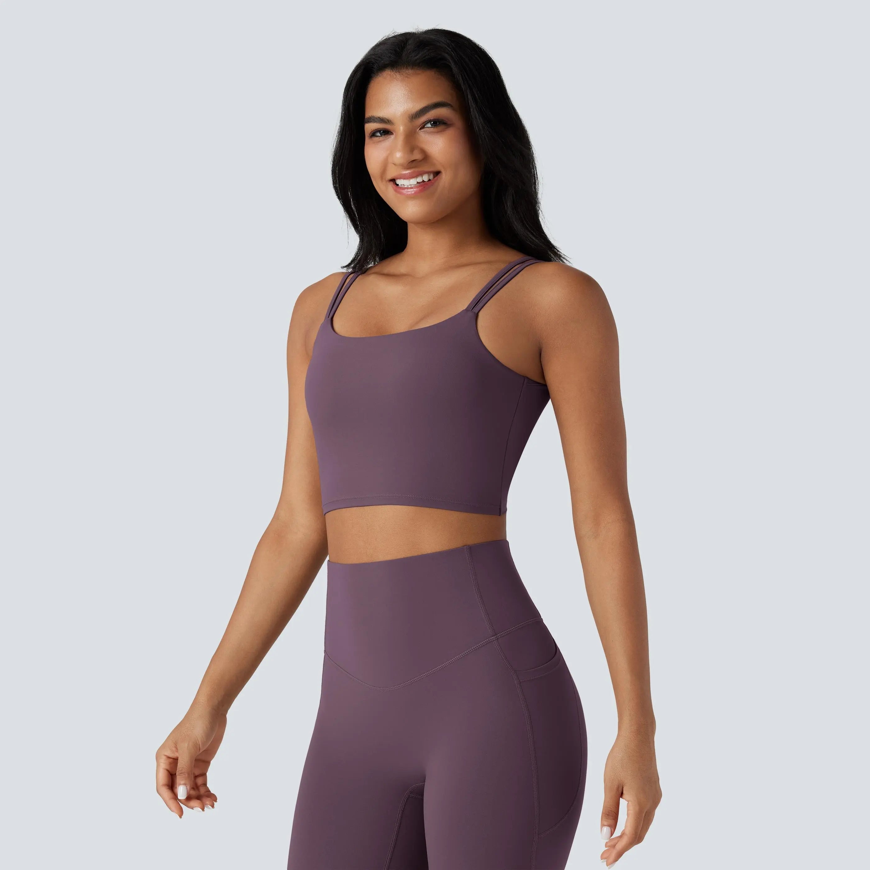 Halara Ultrasculpt™ Double-Strap Twisted Backless Cropped Yoga Tank Top